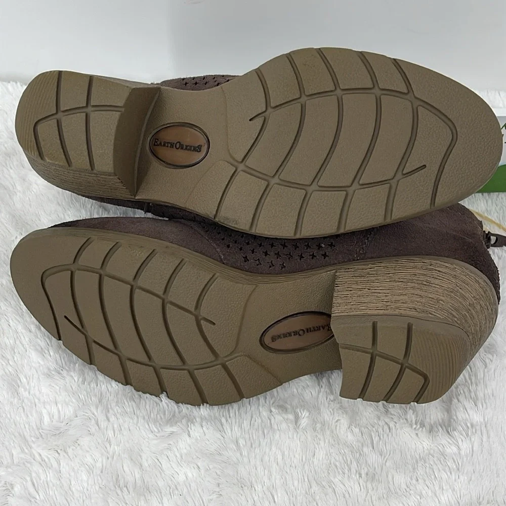 Earth Origins AMANDA Dark Brown Ankle Booties ZIPPER BACK SIZE 6.5 M NEW